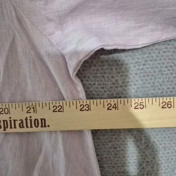 Flax Women's Lilac Linen Lagenlook Long Sleeve Pocket Tunic Top Medium